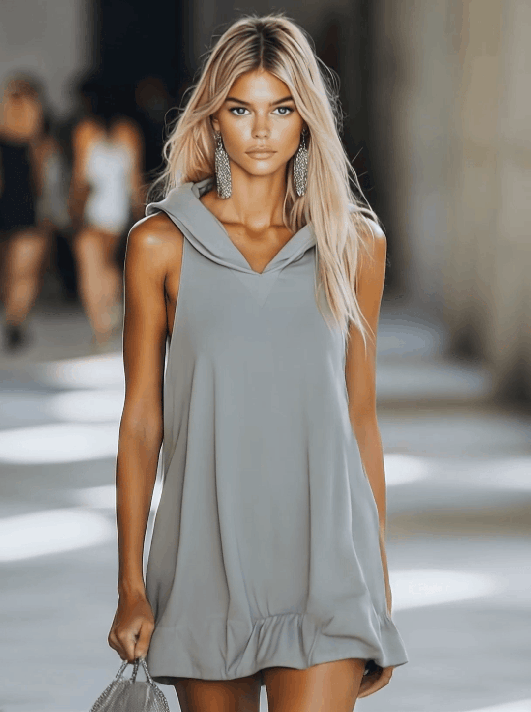 Lyralei | Women's Sleeveless Hooded Mini Dress - Grey - Image 2