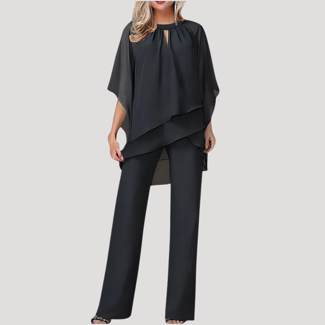 Lysander | Women's Two Piece Wide Leg Trouser Set - Navy - Image 2