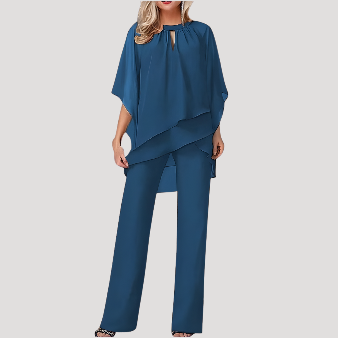 Lysander | Women's Two Piece Wide Leg Trouser Set - Navy - Image 5