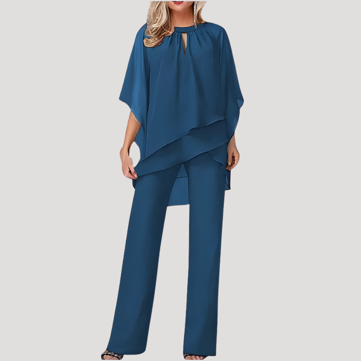Lysander | Women's Two Piece Wide Leg Trouser Set - Navy - Image 5