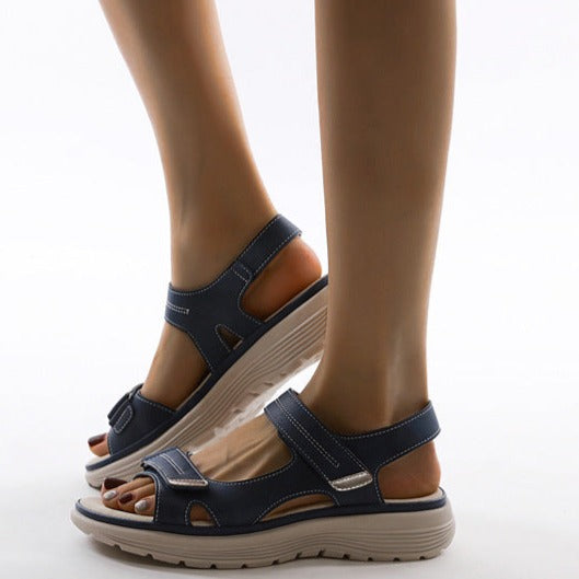 Maevis | Women's Open Toe Adjustable Strap Platform Sandal - Beige - Image 6