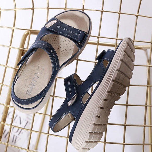 Maevis | Women's Open Toe Adjustable Strap Platform Sandal - Beige - Image 8