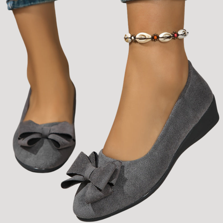 Magnolia | Women's Bow Wedge Flats - Black - Image 2
