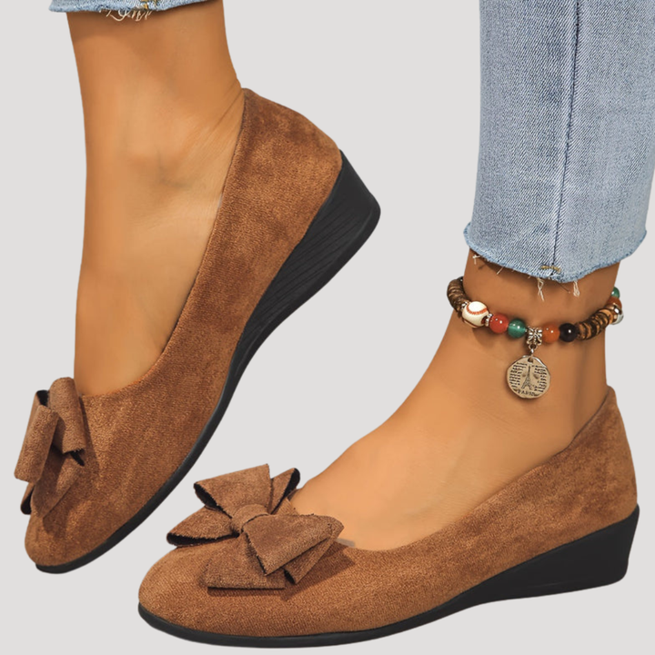 Magnolia | Women's Bow Wedge Flats - Black - Image 4