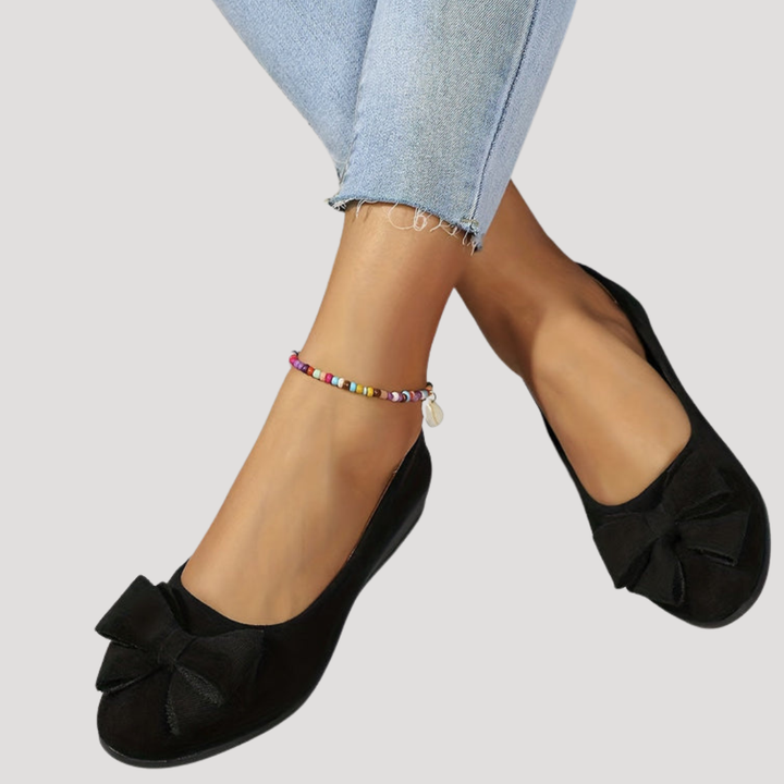 Magnolia | Women's Bow Wedge Flats - Black - Image 6