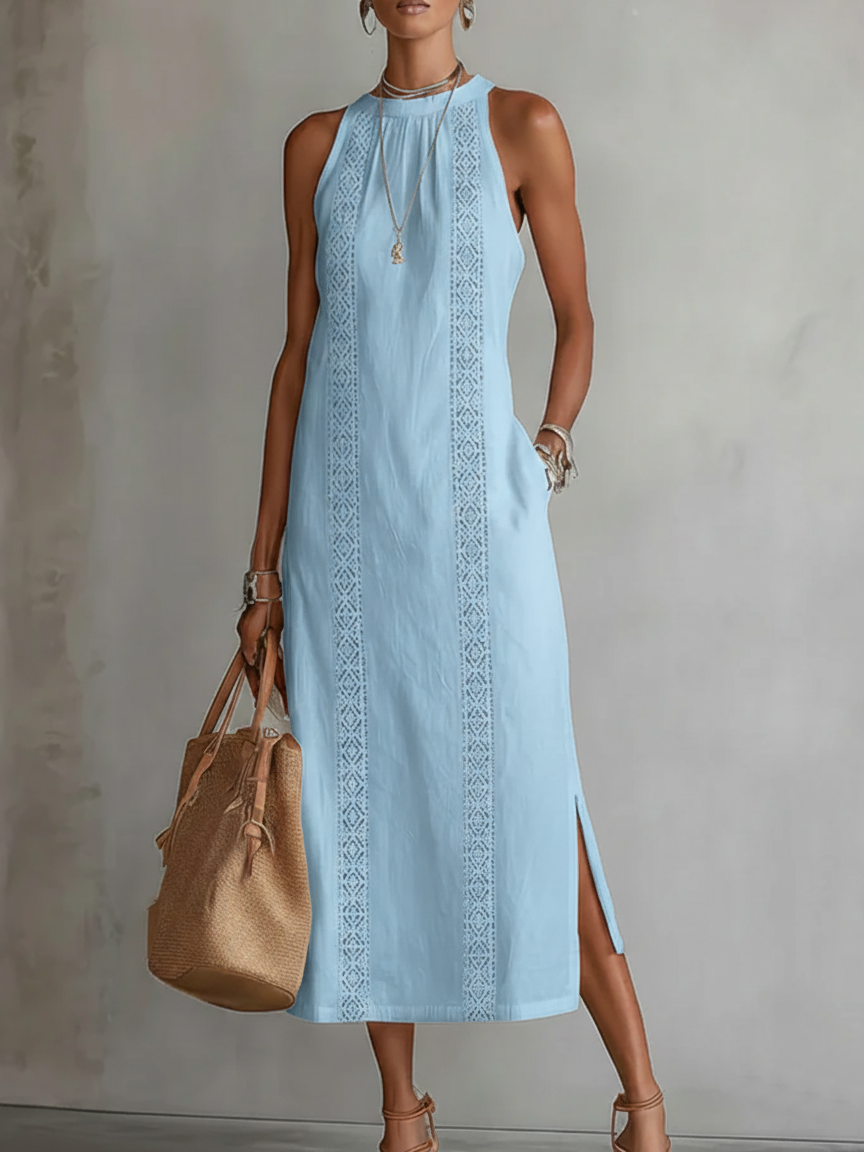 Magnolia | Women's Sleeveless Lace Detail Midi Dress MAYBERRY Magnolia | Women's Sleeveless Lace Detail Midi Dress MAYBERRY