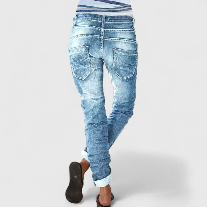 Marcella | Women's Distressed Wide Leg Jeans - Grey - Image 2