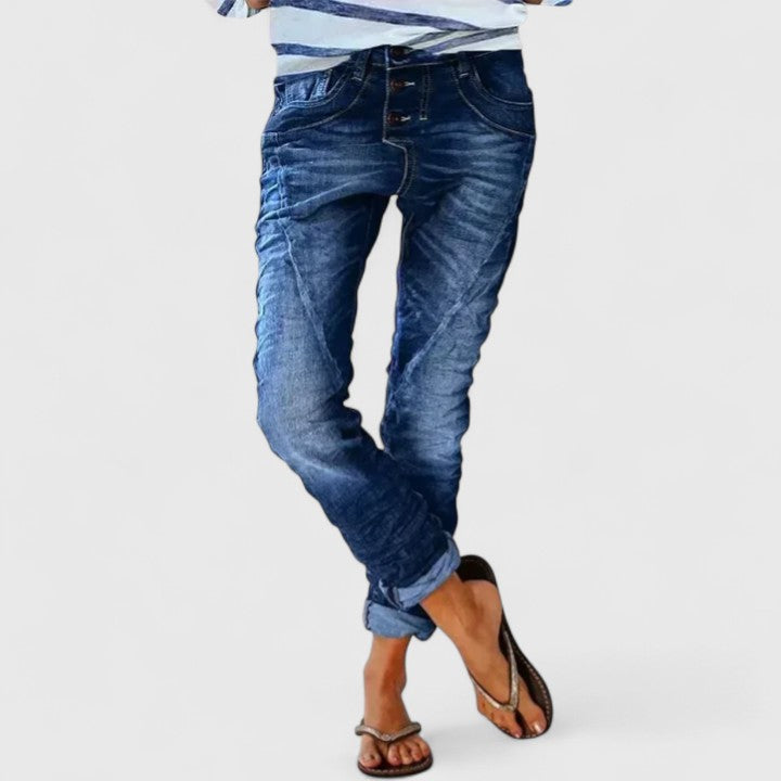 Marcella | Women's Distressed Wide Leg Jeans - Grey - Image 8