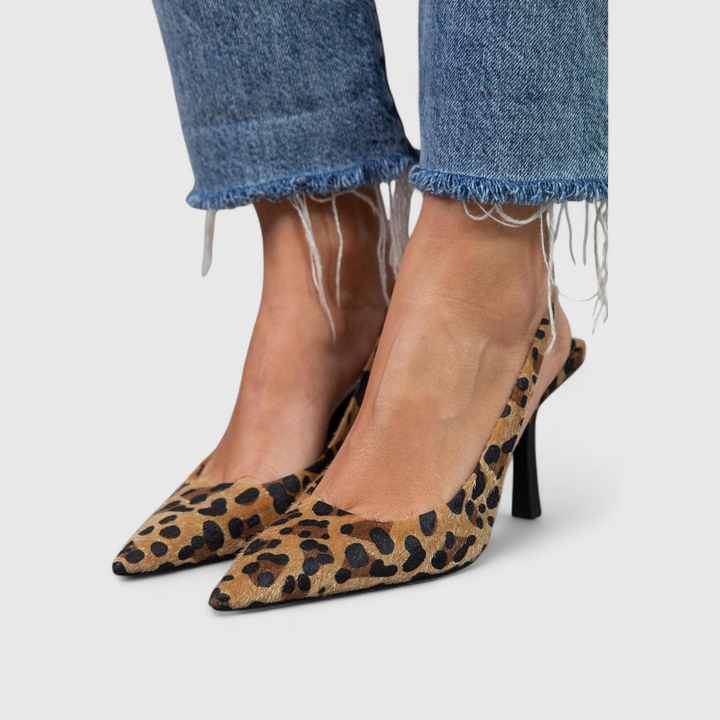 Marcella | Women's Leopard Print Slingback Stiletto Heels - Leopard - Image 3