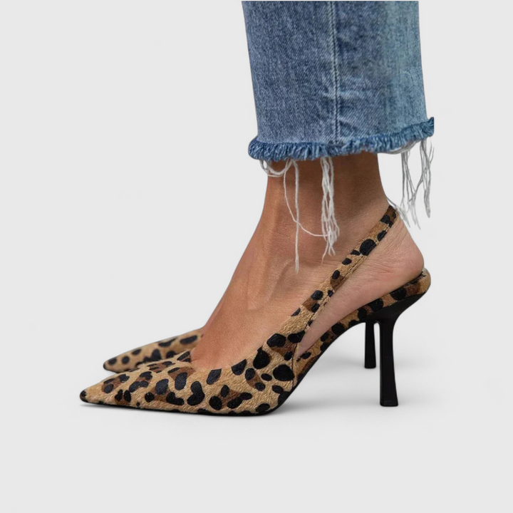 Marcella | Women's Leopard Print Slingback Stiletto Heels - Leopard - Image 4