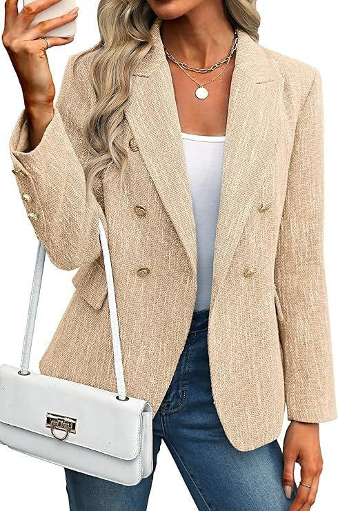 Margolaine | Women's Double Breasted Tailored Blazer - Light Blue - Image 10