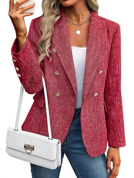 Margolaine | Women's Double Breasted Tailored Blazer - Light Blue - Image 2