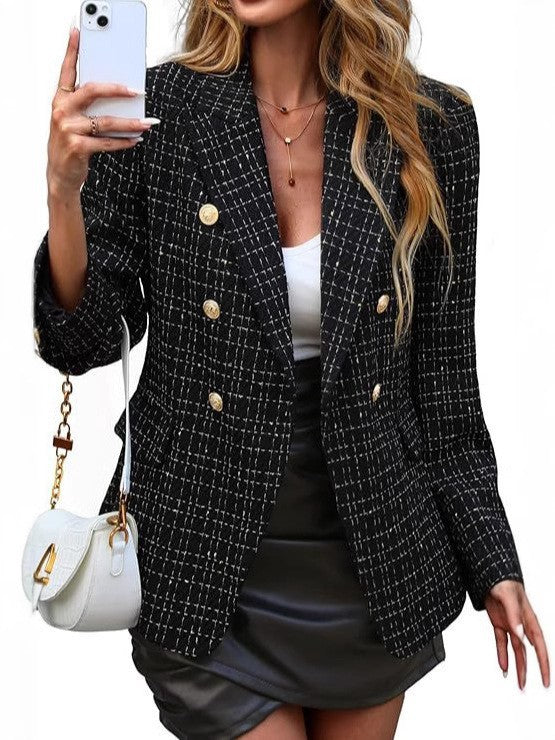 Margolaine | Women's Double Breasted Tailored Blazer - Light Blue - Image 3