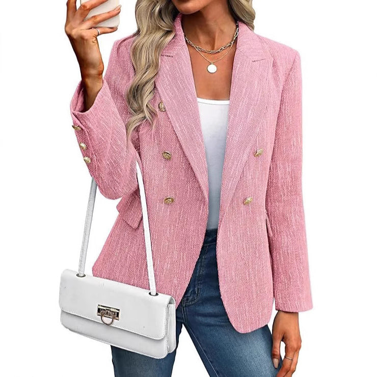Margolaine | Women's Double Breasted Tailored Blazer - Light Blue - Image 5