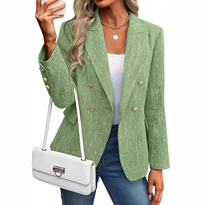 Margolaine | Women's Double Breasted Tailored Blazer - Light Blue - Image 6
