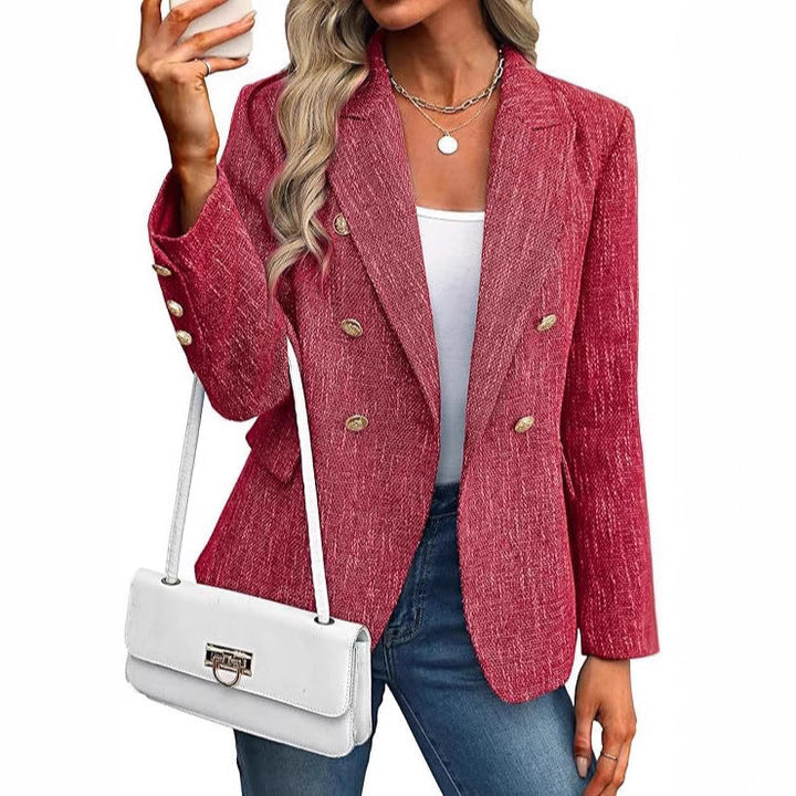 Margolaine | Women's Double Breasted Tailored Blazer - Light Blue - Image 7