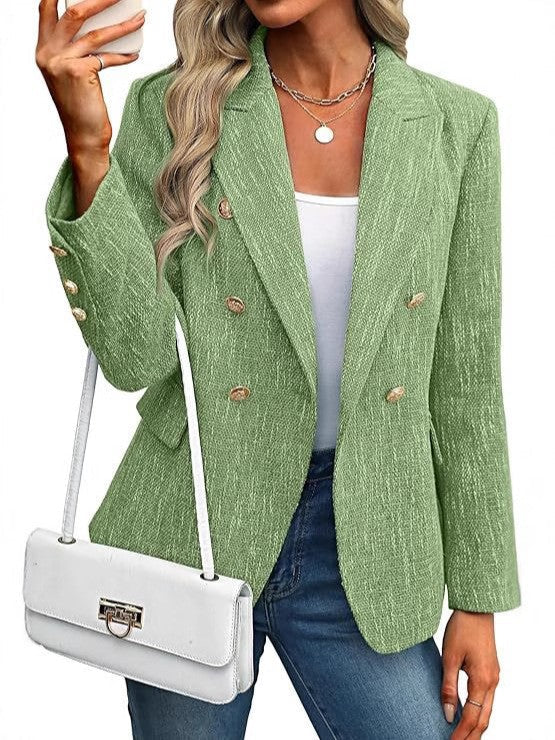 Margolaine | Women's Double Breasted Tailored Blazer - Light Blue - Image 8