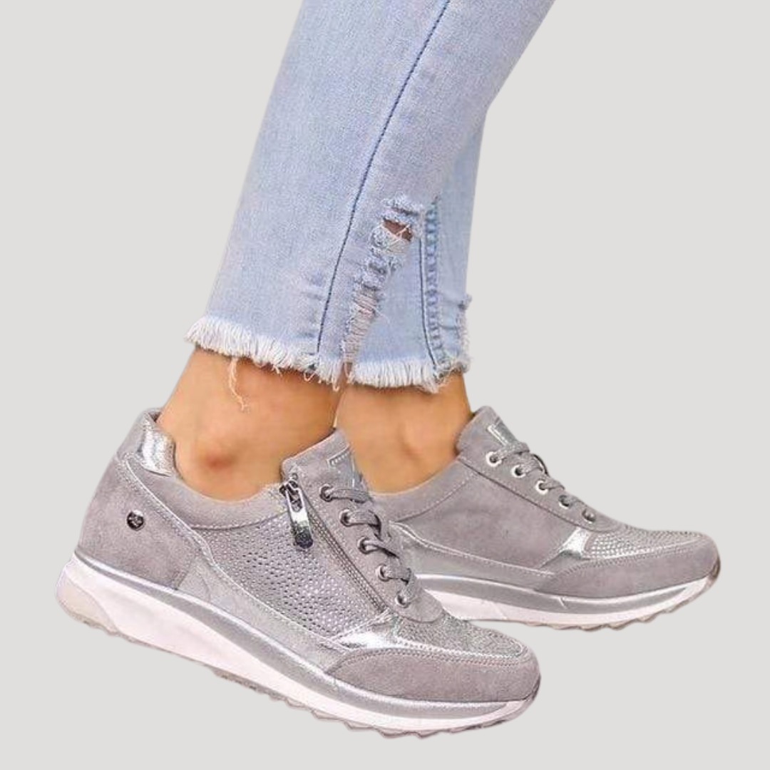 Margot | Women's Lace Up Walking Sneakers - Navy - Image 4