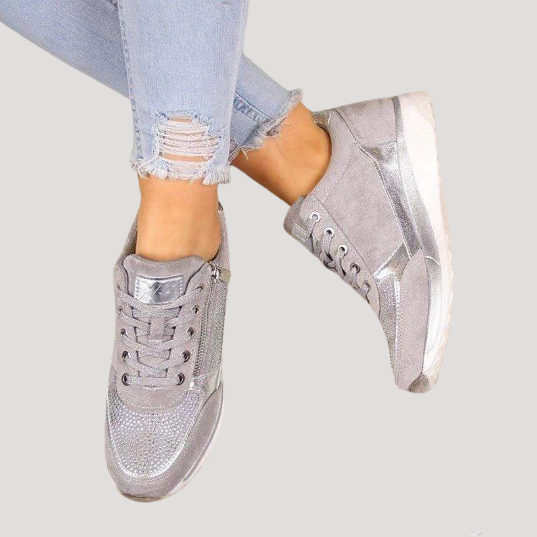 Margot | Women's Lace Up Walking Sneakers - Navy - Image 5