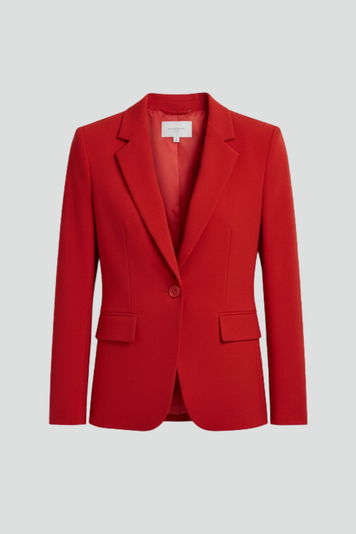 Marisol | Women's Notched Lapel Long Sleeve Blazer - Red - Image 1