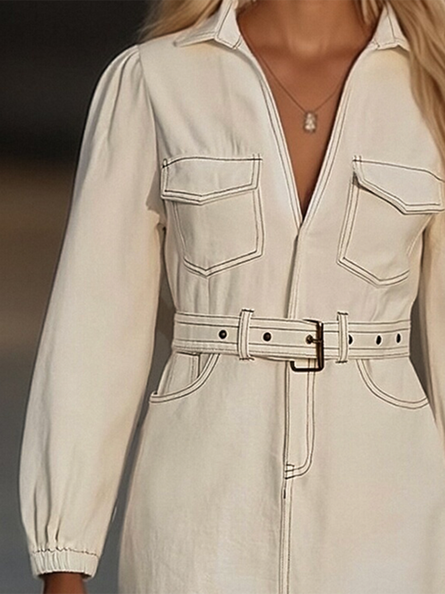 Marissa | Women's Fringe Mini Dress - Beige - Image 4