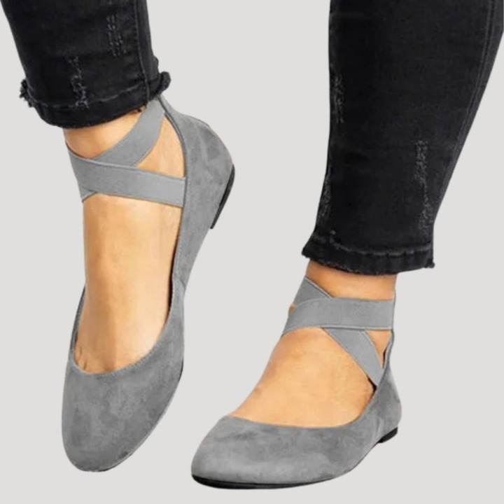 Marlowe | Women's Cross Strap Ballet Flats - Brown - Image 3