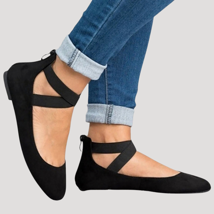 Marlowe | Women's Cross Strap Ballet Flats - Brown - Image 4