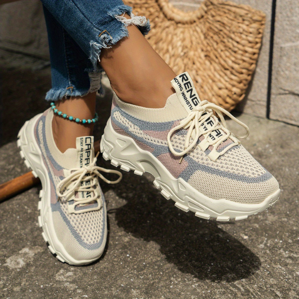 Meadow | Women's Breathable Mesh Walking Sneakers - Beige - Image 1