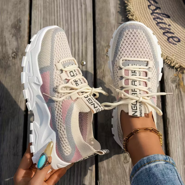 Meadow | Women's Breathable Mesh Walking Sneakers - Beige - Image 2