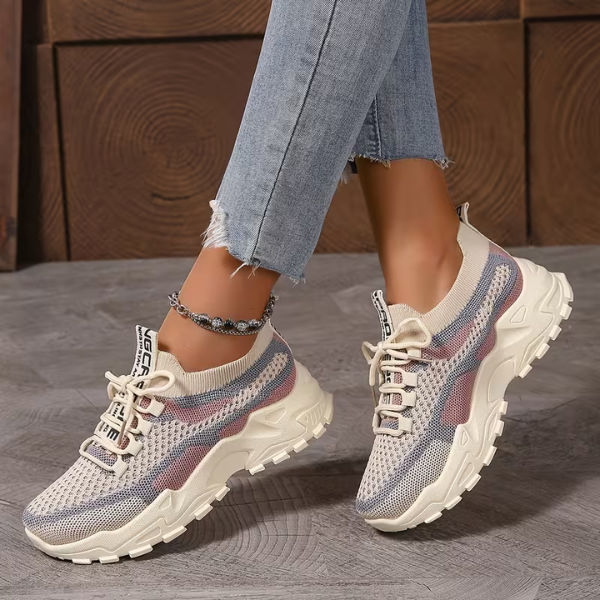Meadow | Women's Breathable Mesh Walking Sneakers - Beige - Image 7