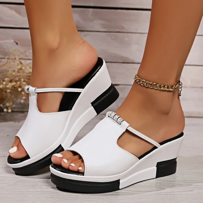 Minerva | Women's Platform T-Bar Sandals - Black - Image 2