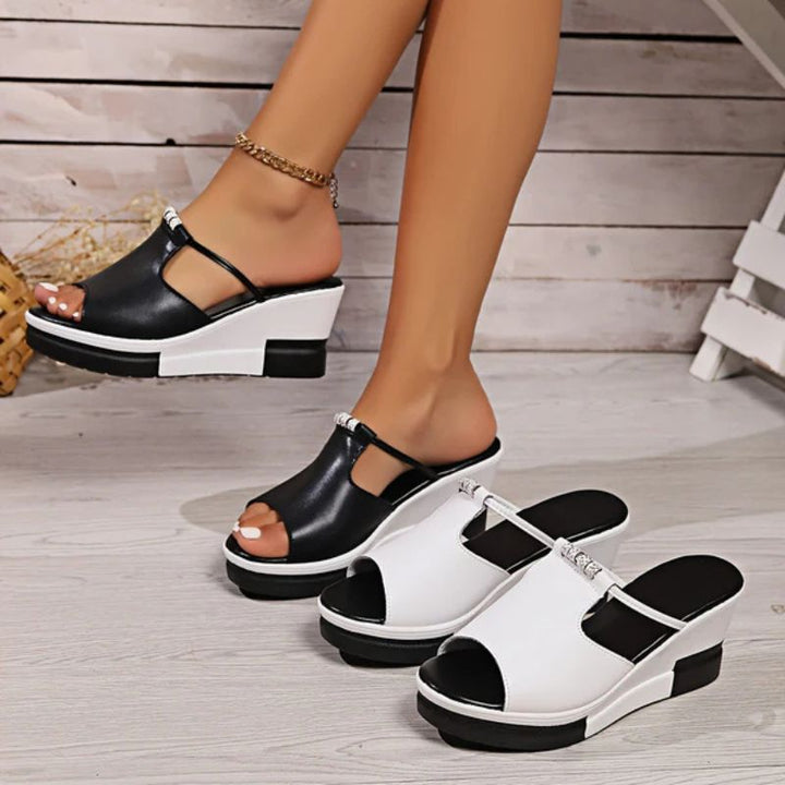 Minerva | Women's Platform T-Bar Sandals - Black - Image 4