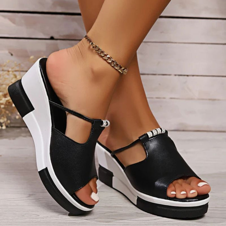 Minerva | Women's Platform T-Bar Sandals - Black - Image 6