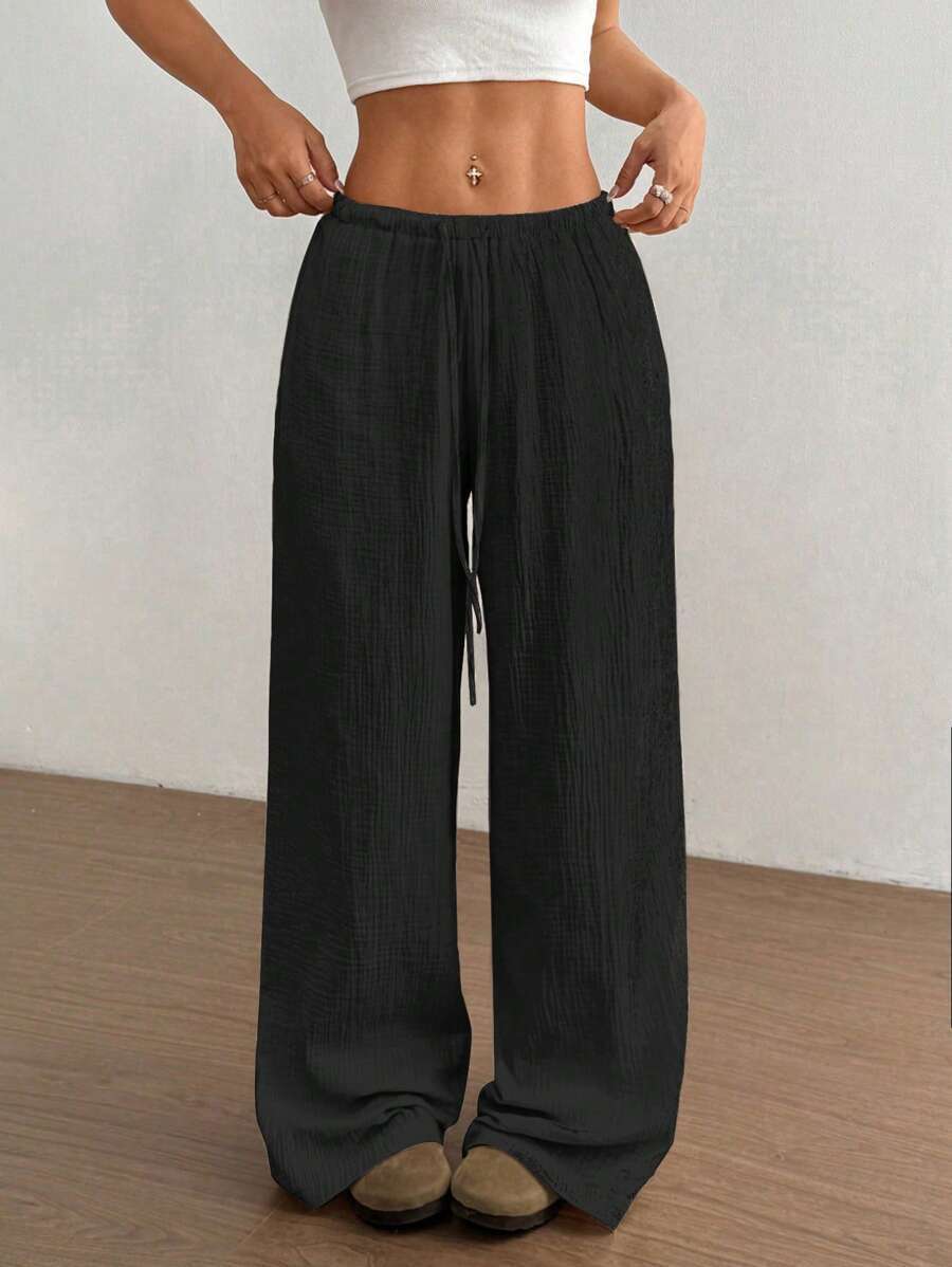 Mirabelle | Women's Wide Leg Drawstring Casual Pants - Image 4