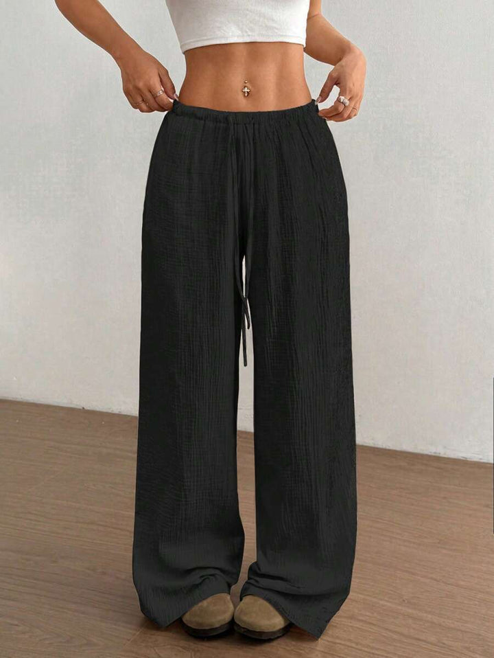 Mirabelle | Women's Wide Leg Drawstring Casual Pants - Image 4