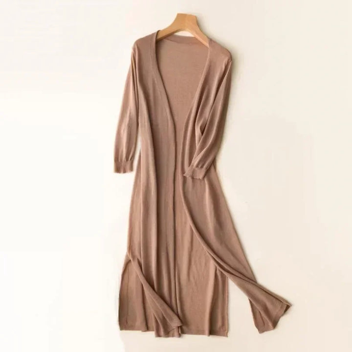 Miriam | Women's Open Front Long Sleeve Cardigan - Light Grey - Image 12
