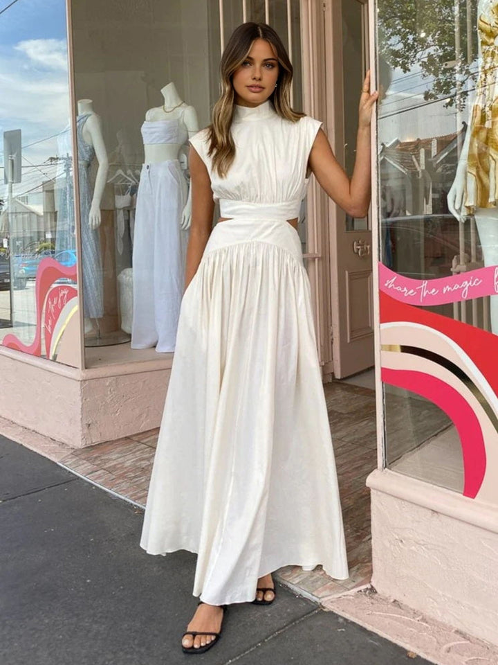 Blanc | Women's Mock Neck Cutout Maxi Dress Sleeveless Occasion Dress