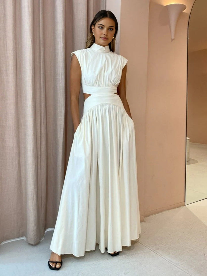Blanc | Women's Mock Neck Cutout Maxi Dress Sleeveless Occasion Dress