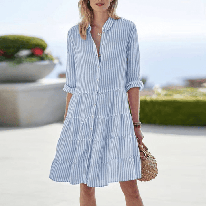 Cassandra™ | Breezy Striped Dress With Buttons