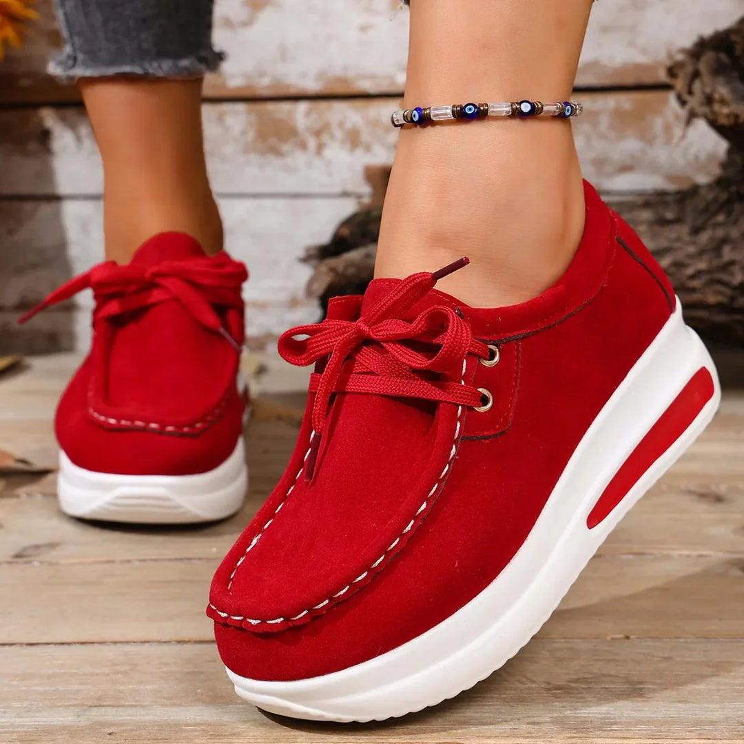 Nadia | Women's Platform Lace Up Sneakers - Brown - Image 5
