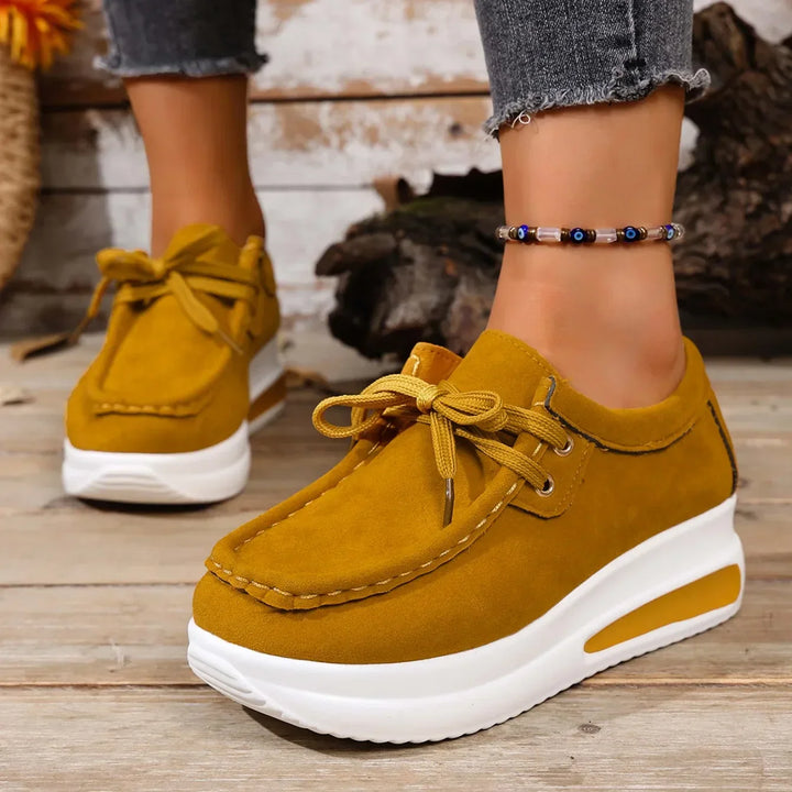 Nadia | Women's Platform Lace Up Sneakers - Brown - Image 7