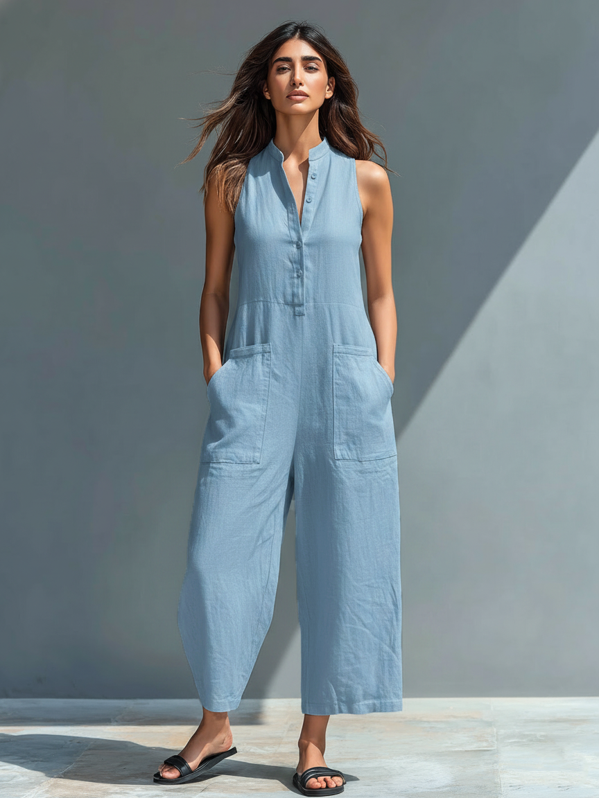 Naomi | Women's Sleeveless Wide Leg Jumpsuit - Black - Image 4