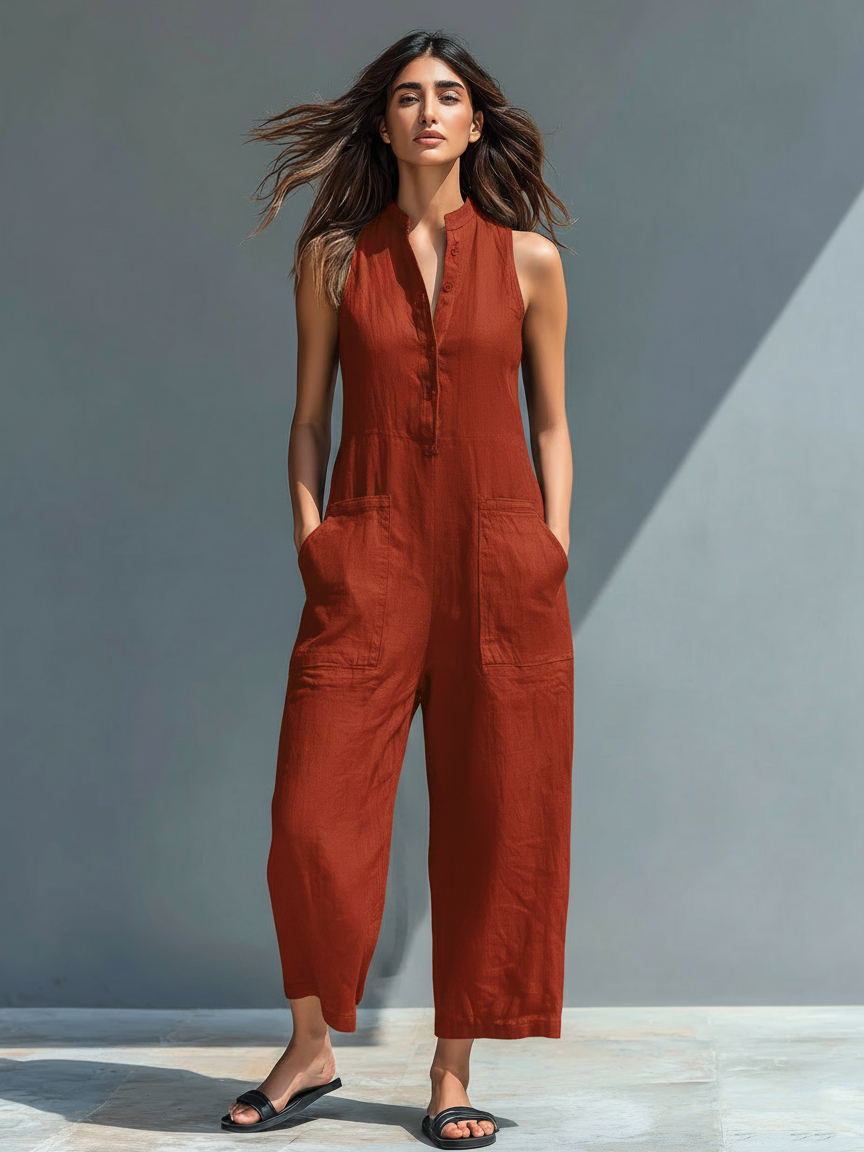 Naomi | Women's Sleeveless Wide Leg Jumpsuit - Black - Image 5