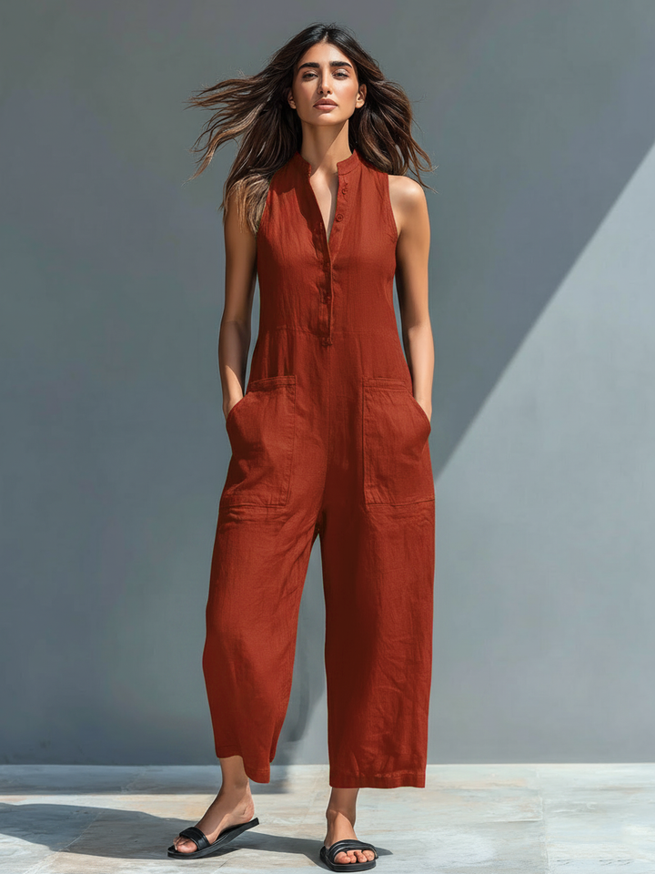 Naomi | Women's Sleeveless Wide Leg Jumpsuit - Black - Image 5