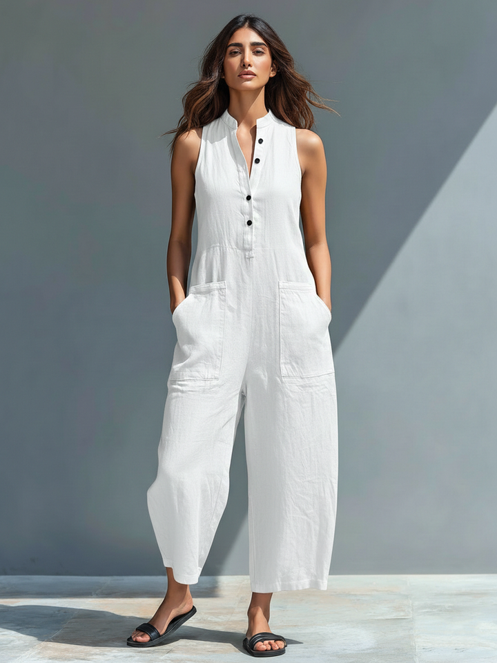 Naomi | Women's Sleeveless Wide Leg Jumpsuit - Black - Image 6