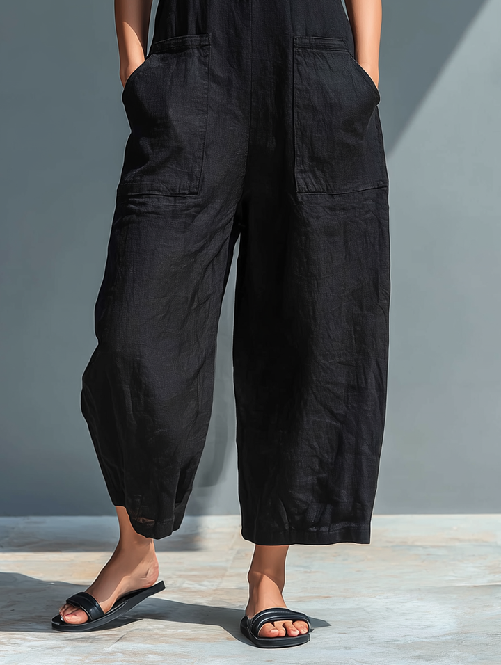 Naomi | Women's Sleeveless Wide Leg Jumpsuit - Black - Image 8
