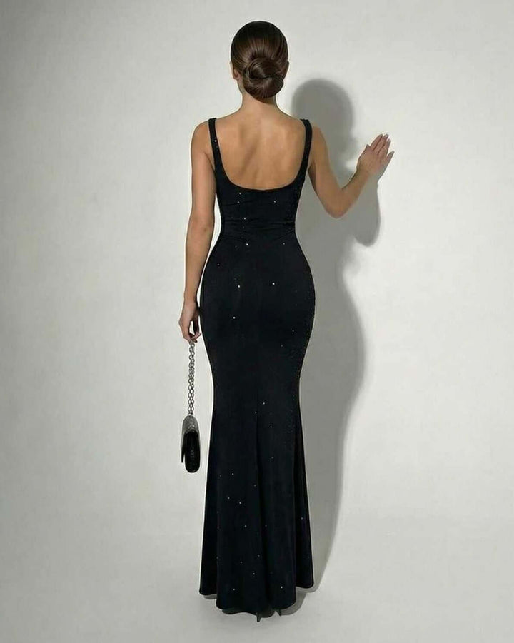 Naomi | Women's Square Neck Sleeveless Bodycon Maxi Dress - Black - Image 2