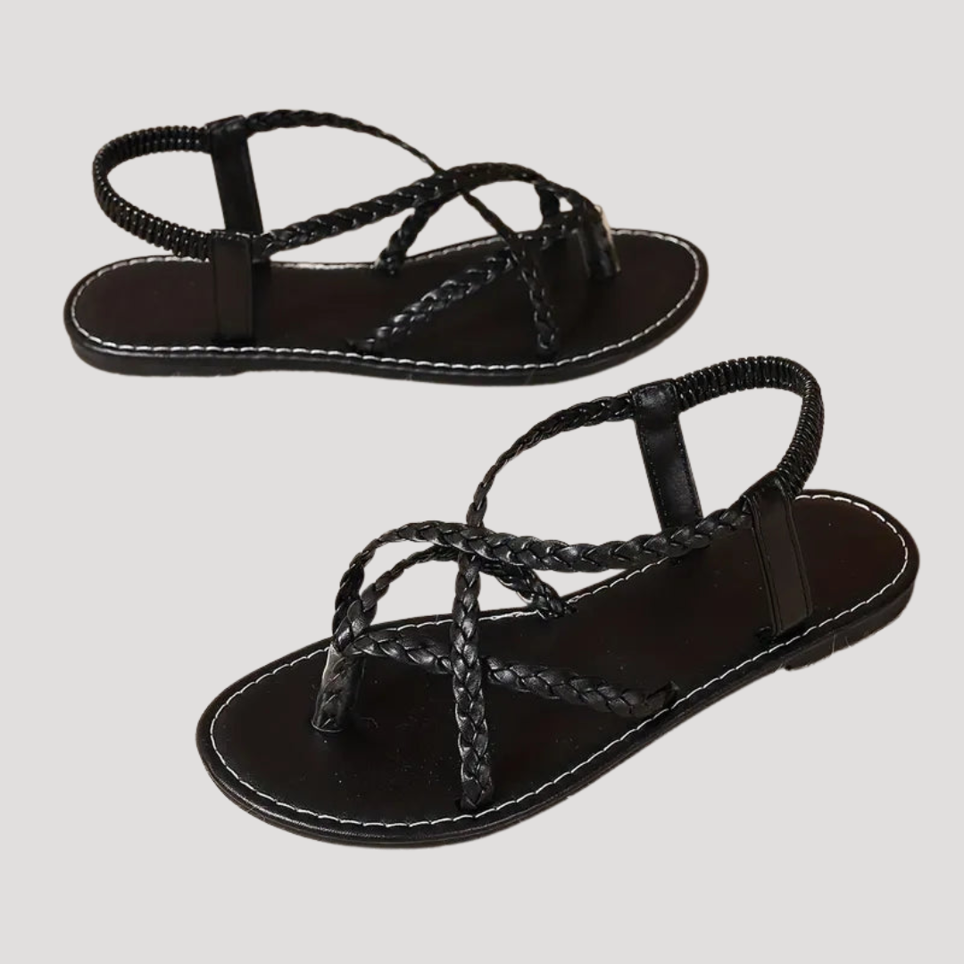 Niamh | Women's Braided Strappy Flat Sandals - White - Image 6