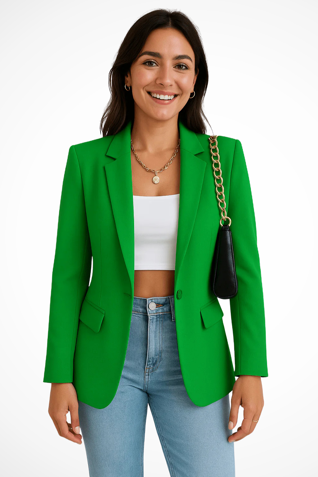 Nicolette | Women's Black Single Button Blazer - Black - Image 10