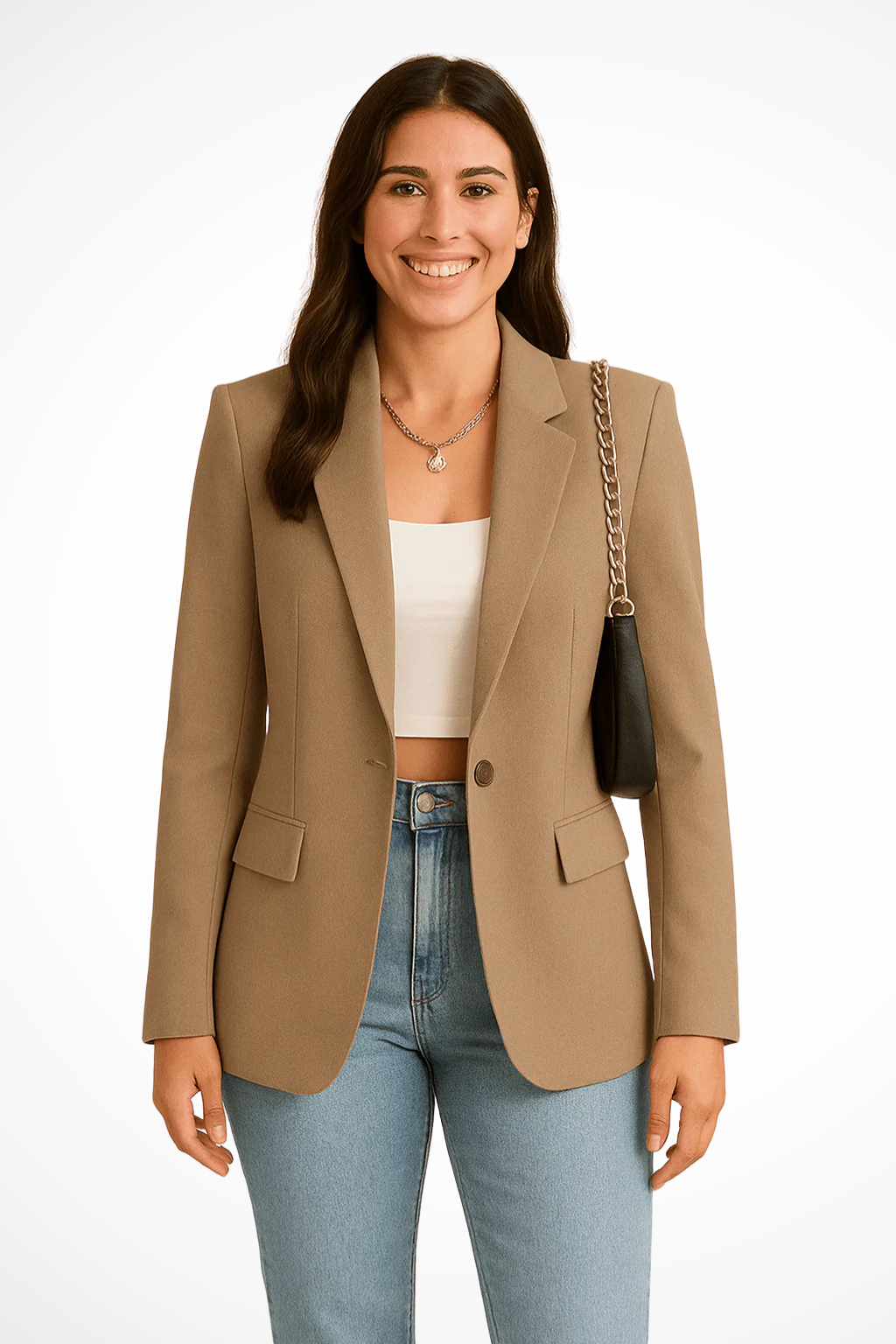 Nicolette | Women's Black Single Button Blazer - Black - Image 2